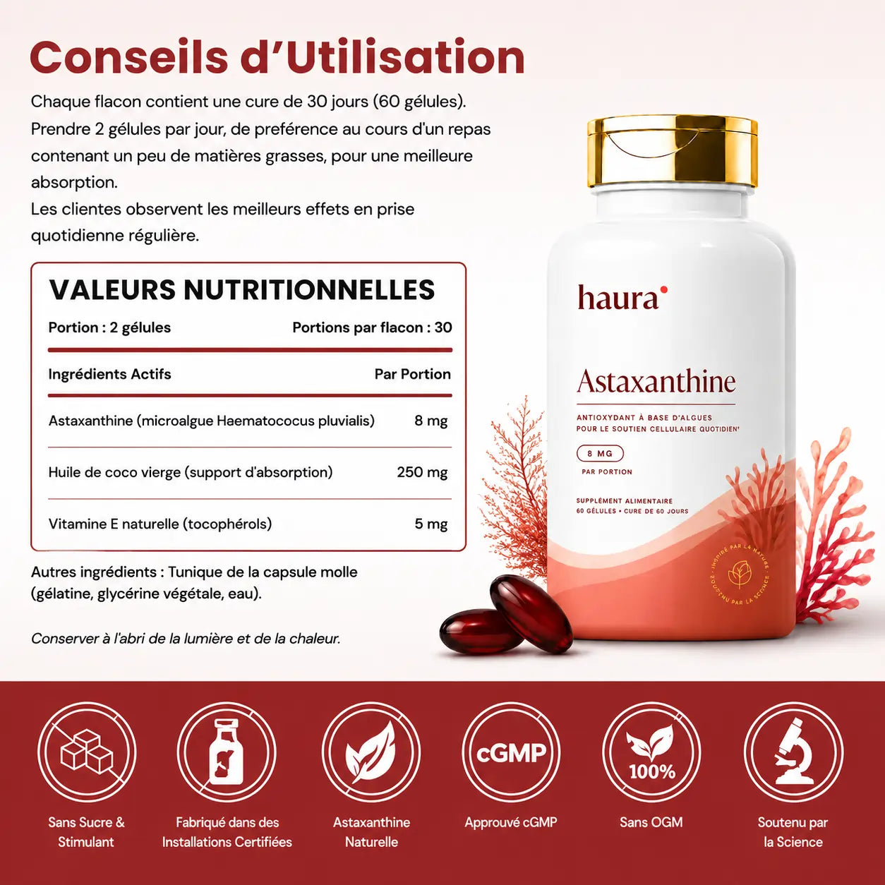 HAURA | Astaxanthine Pure – Estompe Les Taches Brunes & Raffermit La Peau